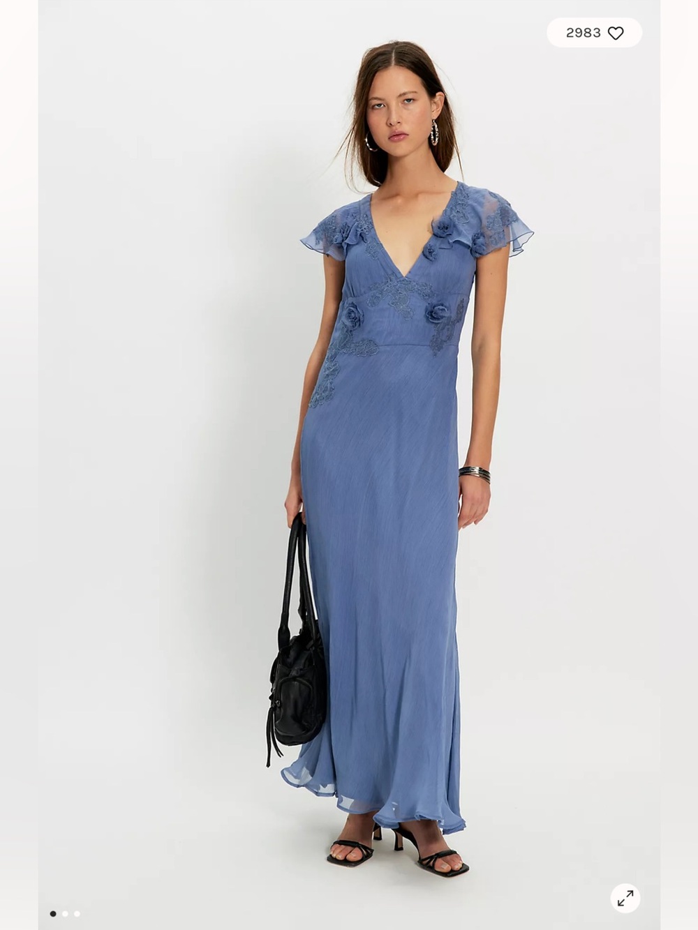 Free People Nigel Preston Sunset Lace Rosette Chiffon Maxi Dress XS
